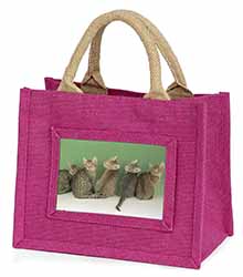 Cute Ocicat Kittens Little Girls Small Pink Jute Shopping Bag