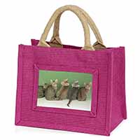 Cute Ocicat Kittens Little Girls Small Pink Jute Shopping Bag