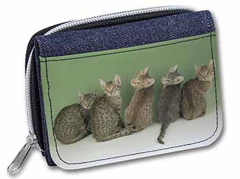 Cute Ocicat Kittens Unisex Denim Purse Wallet