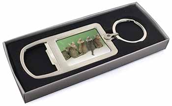 Cute Ocicat Kittens Chrome Metal Bottle Opener Keyring in Box