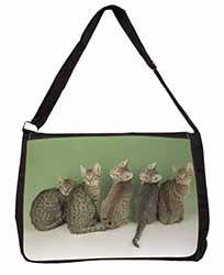 Cute Ocicat Kittens Large Black Laptop Shoulder Bag School/College