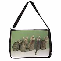 Cute Ocicat Kittens Large Black Laptop Shoulder Bag School/College