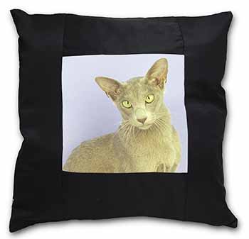 Mystical Oriental Cat Black Satin Feel Scatter Cushion