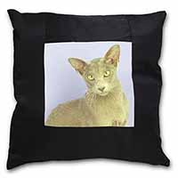 Mystical Oriental Cat Black Satin Feel Scatter Cushion