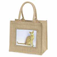 Mystical Oriental Cat Natural/Beige Jute Large Shopping Bag