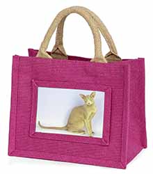 Mystical Oriental Cat Little Girls Small Pink Jute Shopping Bag