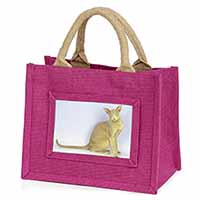 Mystical Oriental Cat Little Girls Small Pink Jute Shopping Bag