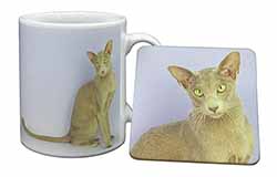 Mystical Oriental Cat Mug and Coaster Set