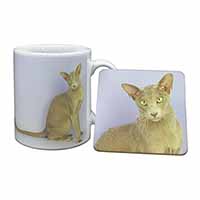 Mystical Oriental Cat Mug and Coaster Set