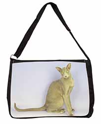 Mystical Oriental Cat Large Black Laptop Shoulder Bag School/College