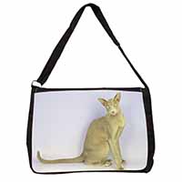 Mystical Oriental Cat Large Black Laptop Shoulder Bag School/College