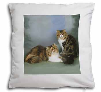 Tabby Tortie Persian Cats Soft White Velvet Feel Scatter Cushion