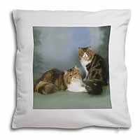 Tabby Tortie Persian Cats Soft White Velvet Feel Scatter Cushion