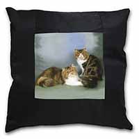 Tabby Tortie Persian Cats Black Satin Feel Scatter Cushion