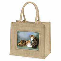 Tabby Tortie Persian Cats Natural/Beige Jute Large Shopping Bag
