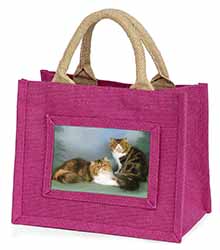 Tabby Tortie Persian Cats Little Girls Small Pink Jute Shopping Bag