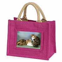 Tabby Tortie Persian Cats Little Girls Small Pink Jute Shopping Bag