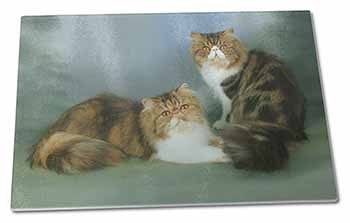 Large Glass Cutting Chopping Board Tabby Tortie Persian Cats