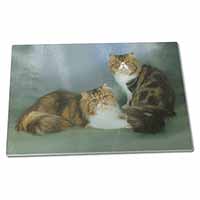 Large Glass Cutting Chopping Board Tabby Tortie Persian Cats
