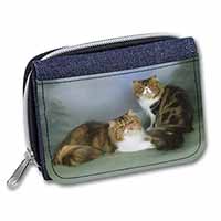 Tabby Tortie Persian Cats Unisex Denim Purse Wallet