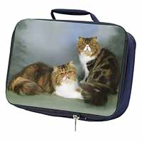 Tabby Tortie Persian Cats Navy Insulated School Lunch Box/Picnic Bag