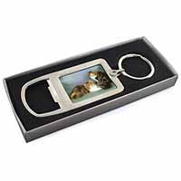 Tabby Tortie Persian Cats Chrome Metal Bottle Opener Keyring in Box