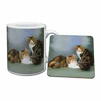 Tabby Tortie Persian Cats Mug and Coaster Set