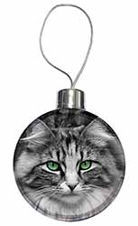 Gorgeous Green Eyes Cat Christmas Bauble