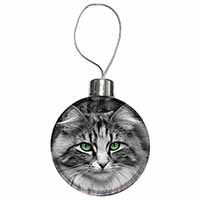 Gorgeous Green Eyes Cat Christmas Bauble