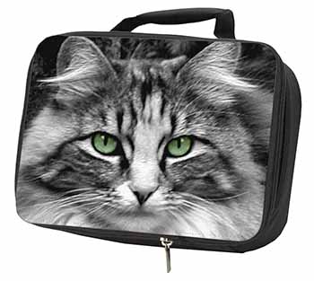 Gorgeous Green Eyes Cat Black Insulated School Lunch Box/Picnic Bag