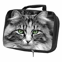 Gorgeous Green Eyes Cat Black Insulated School Lunch Box/Picnic Bag