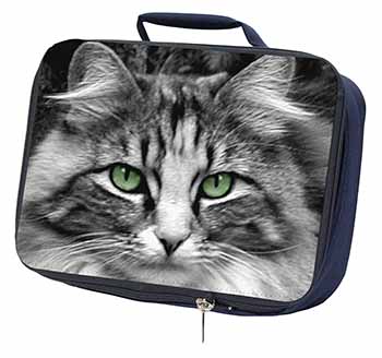 Gorgeous Green Eyes Cat Navy Insulated School Lunch Box/Picnic Bag