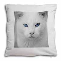 Blue Eyed White Cat Soft White Velvet Feel Scatter Cushion