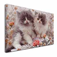 Persian Kittens by Roses Canvas X-Large 30"x20" Wall Art Print