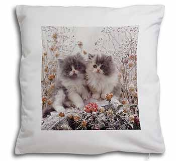 Persian Kittens by Roses Soft White Velvet Feel Scatter Cushion