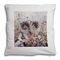 Persian Kittens by Roses Soft White Velvet Feel Scatter Cushion