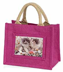 Persian Kittens by Roses Little Girls Small Pink Jute Shopping Bag