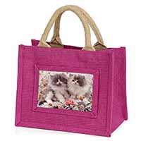 Persian Kittens by Roses Little Girls Small Pink Jute Shopping Bag