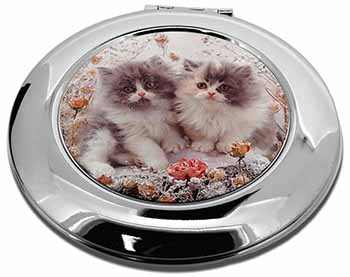 Persian Kittens by Roses Make-Up Round Compact Mirror