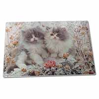 Large Glass Cutting Chopping Board Persian Kittens by Roses