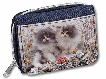 Persian Kittens by Roses Unisex Denim Purse Wallet