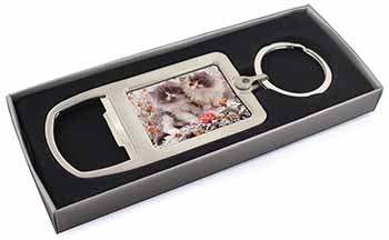 Persian Kittens by Roses Chrome Metal Bottle Opener Keyring in Box