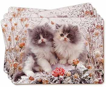 Persian Kittens by Roses Picture Placemats in Gift Box