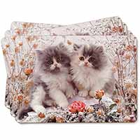 Persian Kittens by Roses Picture Placemats in Gift Box