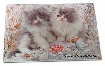 Large Glass Cutting Chopping Board Persian Kittens by Roses 