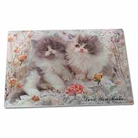 Large Glass Cutting Chopping Board Persian Kittens by Roses 