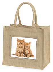 Ginger Kittens Natural/Beige Jute Large Shopping Bag