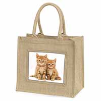 Ginger Kittens Natural/Beige Jute Large Shopping Bag