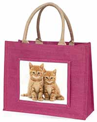 Ginger Kittens Large Pink Jute Shopping Bag