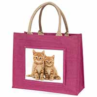 Ginger Kittens Large Pink Jute Shopping Bag